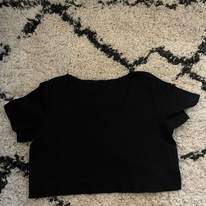 Shein Black Cropped V- Neck